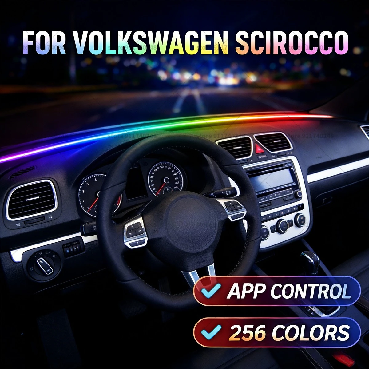 

Для Volkswagen Scirocco: Декоративная световая полоса для автомобиля, цветная акриловая звукоизоляционная полоса для лобового стекла, атмосферная подсветка