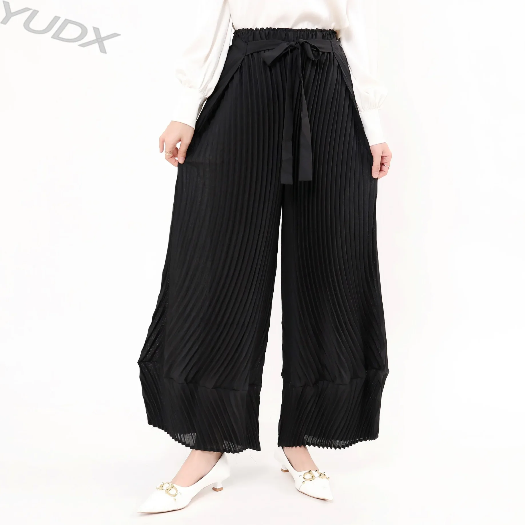 

Miyake Wide-legged Pants Solid Color Plus Size 2023 Fall New Loose Pleated High Quality Fashion Casual Women's Nine-minute Pants