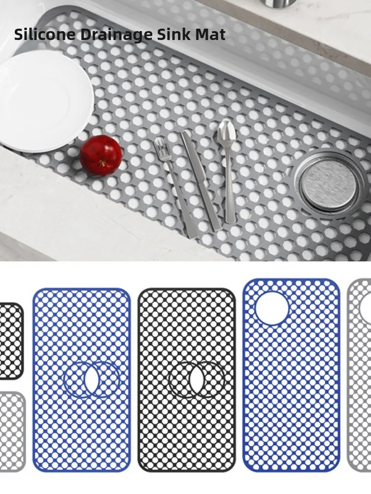 

Силиконовый коврик для кухонной раковины, защита от царапин, сотовая структура, поддон для слива, нескользящий, прямоугольный, в скандинавском стиле