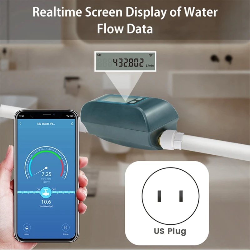 Tuya Wifi Smart Water Valve Water Flow Rate And Water Meter Shut On/Off Remote Control Real Time Display