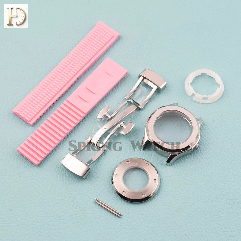 

NH05 Watch Case Strap Ladies Case Stainless Steel Watchcase Rubber Strap for AQUANAUT Nautilus NH05 NH06 Movement Watch Parts