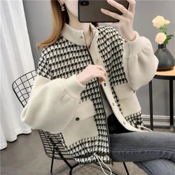 Autumn Winter New Knitted Cardigan Korean Loose Women's Woolen Coat Large Size Imitation Mink Velvet Sweater Jacket Female