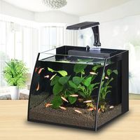 Fish tank mini home small living room glass creative desktop ecological geometry fish tank lazy aquarium turtle