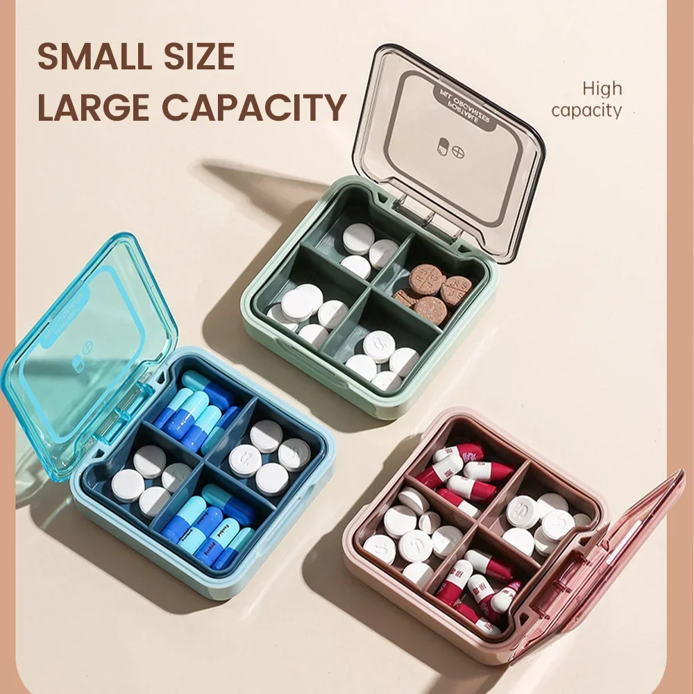 4 Grid Portable Medicine Box Waterproof Medicine Box Travel Vitamin Tablet Container Plastic Capsule Storage