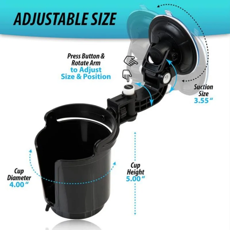 ISURE MARINE Universal Folding Car Cup Holder Car Car Beverage Holder Adjustable Beverage Holder Suction Cup Type