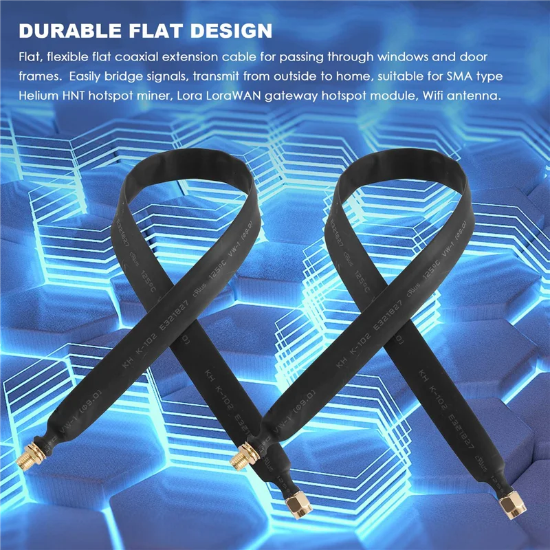 2 قطعة Lora كابل مسطح SMA ذكر إلى SMA أنثى نافذة وباب تغذية من خلال محول تمديد كابلات محوري ل Lora Wifi-AAAE