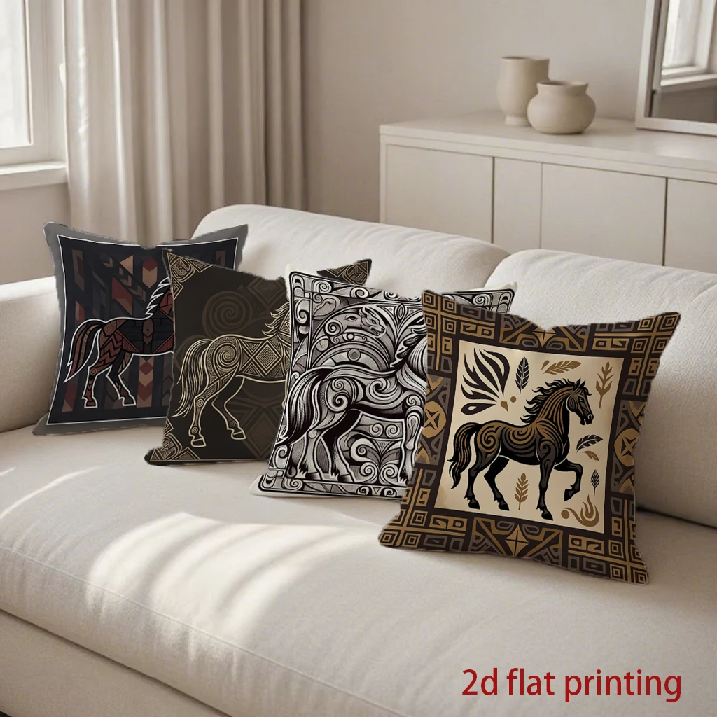 

Стильные геометрические наволочки с рисунком лошади, подходящие для дивана, спальни, автомобиля.