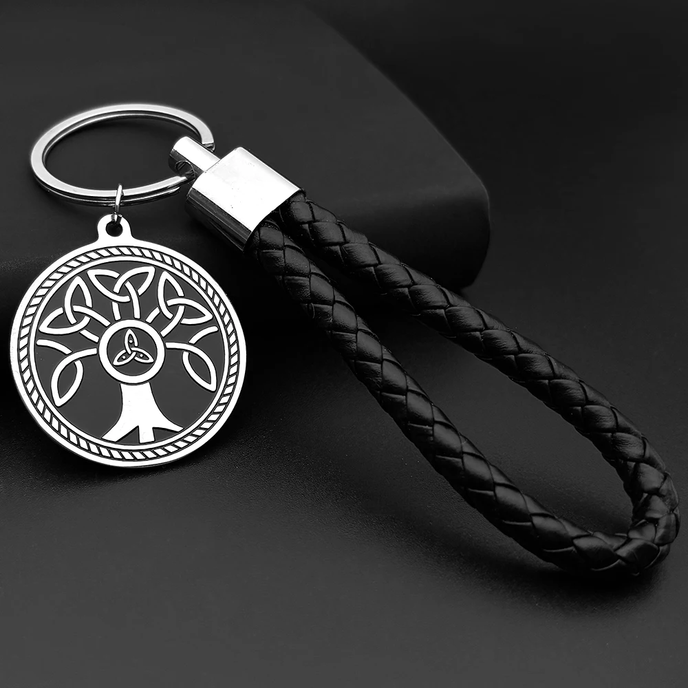 

Tree Of Life Celtic Knot Keyring For Women Men Stainless Steel Silver Color Love Faith Medal Punk Keyholder Jewelry Gifts