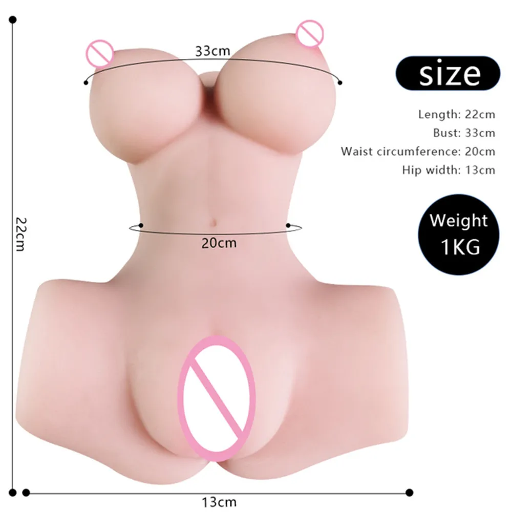 Male Half Body Masturbation Sex Doll Big Breast Soft Ass Realistic Vagina Channel Doll for Adults Men Pocket Pussy Porn Doll