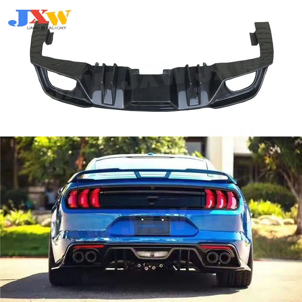 Carbon Fiber Rear Lip Diffuser Spoiler For Ford Mustang Coupe 2015 -2019 Rear Bumper Guard 4 Outlet Car Styling