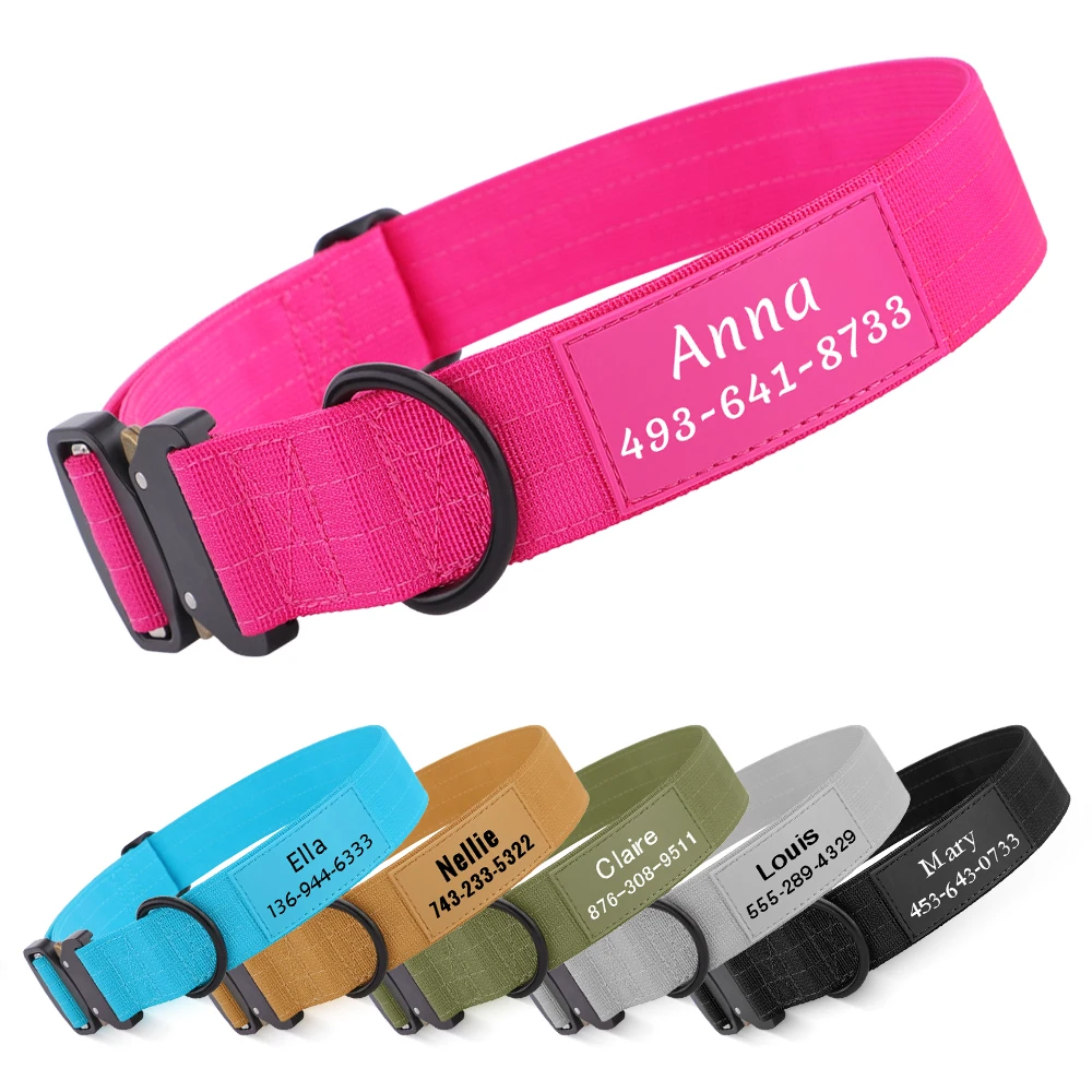 

Tactical Dog Collar with Quick Release Buckle & Blank Name Plate, Customizable