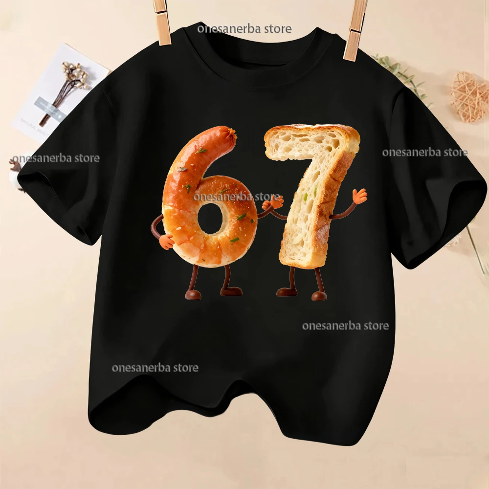 

Футболка с принтом «Мороженое» Six Seven 67, футболки для девочек и мальчиков, забавная детская одежда Kawaii, летняя футболка с короткими рукавами