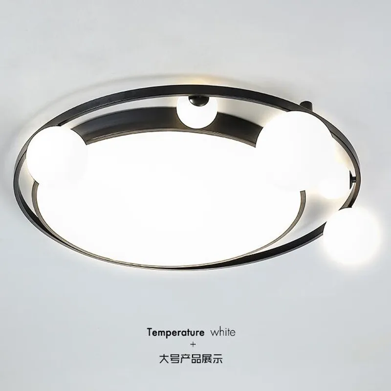 Modern Simple LED Ceiling Light For Dining Living Room Kitchen Bedroom Deco Panel Lamp Creative Glass Ball Round Black Fixtures