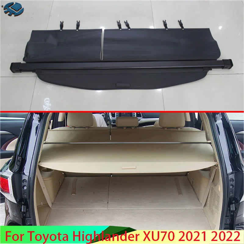 

For Toyota Highlander XU70 2021 2022 Aluminum+Canvas Rear Cargo Cover privacy Trunk Screen Security Shield shade Accessories