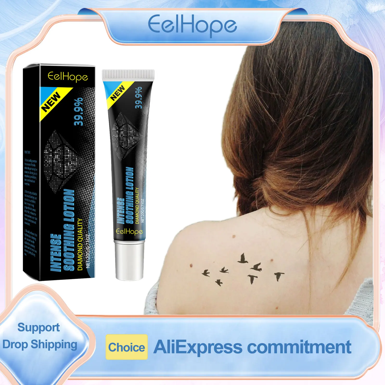 Eelhope Aloe Vera Tattoo After Care Cream Calm Skin Redness Refreshing Sensitive Skin Care Mint Moisturizing Skin Soothing Cream