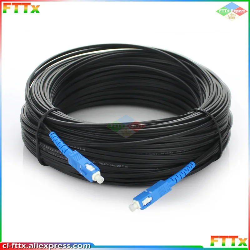 

SC UPC to SC UPC Outdoor Fiber Optic Drop Cable G657A1 Fiber Optic Patch Cord With Steel Wire Black LSZH Jacket 0.5/0.4mm