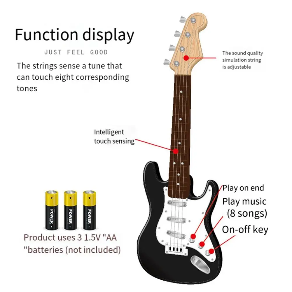 17 Inch Electric Guitar Toy for Kids with 4 Strings, Flashing LED Lights & Sound – Musical Instrument Gift for Boys Girls 3-8