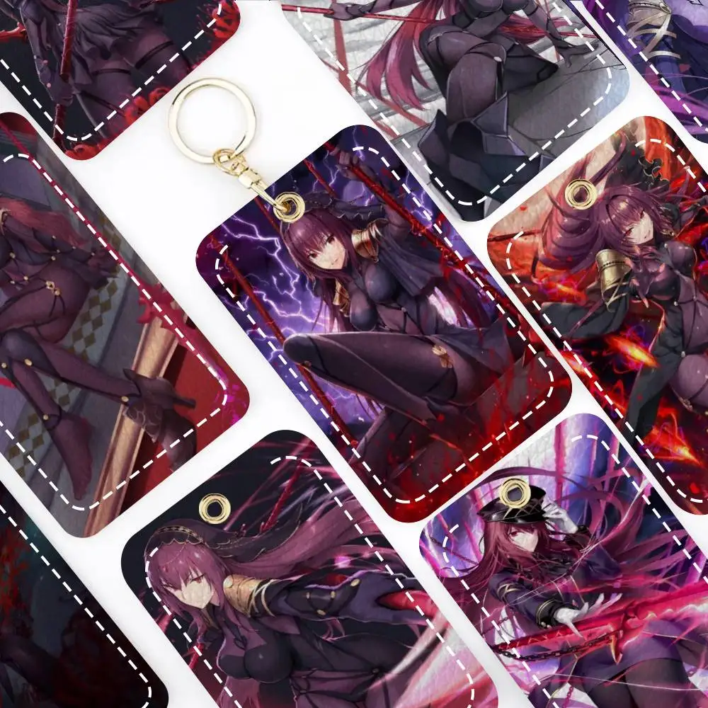 

Чехол для карт Anime Lancer Fate Grand Order, подходит для кредитных карт, проездных билетов, прямоугольный брелок из мягкой кожи, защитный чехол для ключей