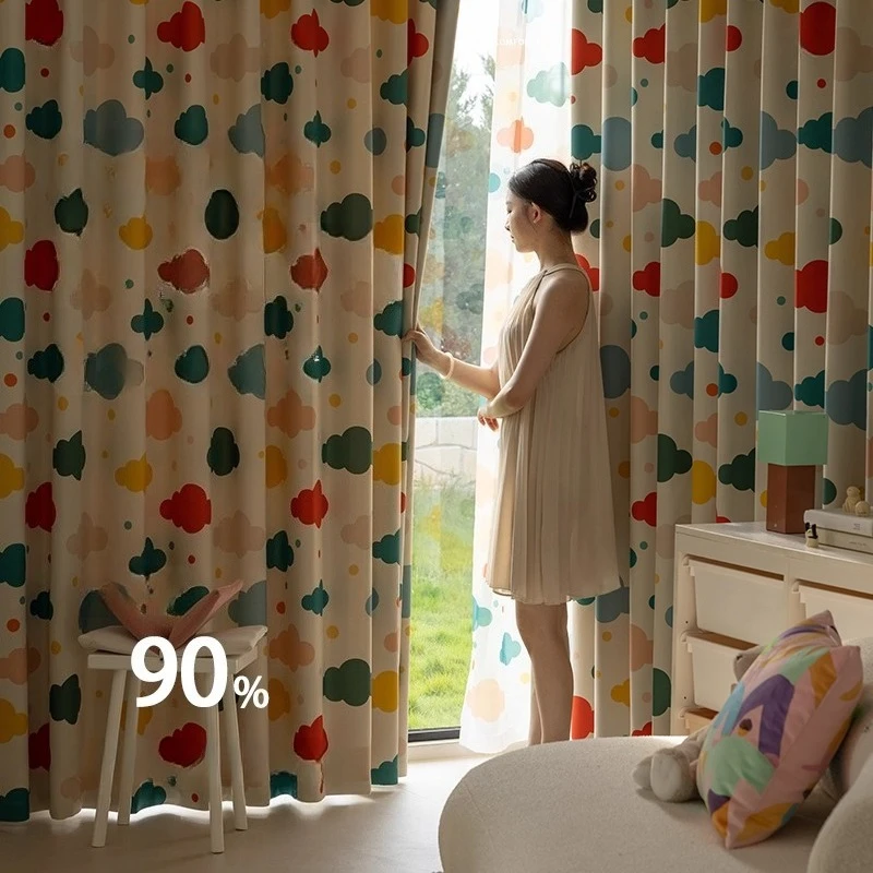 Light Luxury New Blackout Curtains for Living Children's Room Bedroom High-end Cotton and Linen Boys and Girls Bay Window Custom
