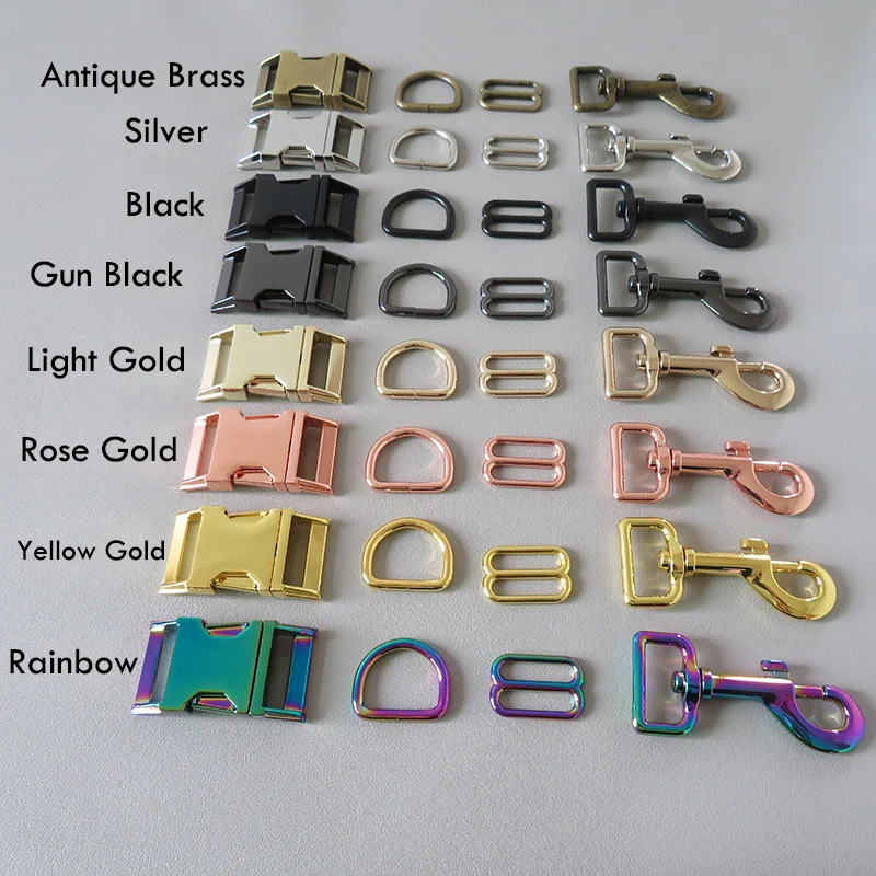 1 Set High Quality Metal Buckles D Ring Sider Tri-Glides Belt Buckle Snap Clip Hook For Pet Dog Collar Lobster Clasp Accessory