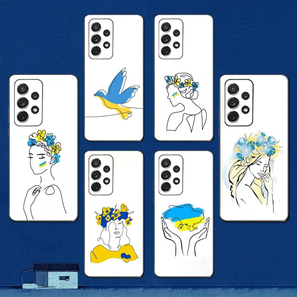 

Line Art U-Ukraines Girl Phone Case For Samsung S22,S21,S20,S10,S9,S25,S24,S23,Ultra,FE,Plus,Lite,Soft Silicone Black Cover