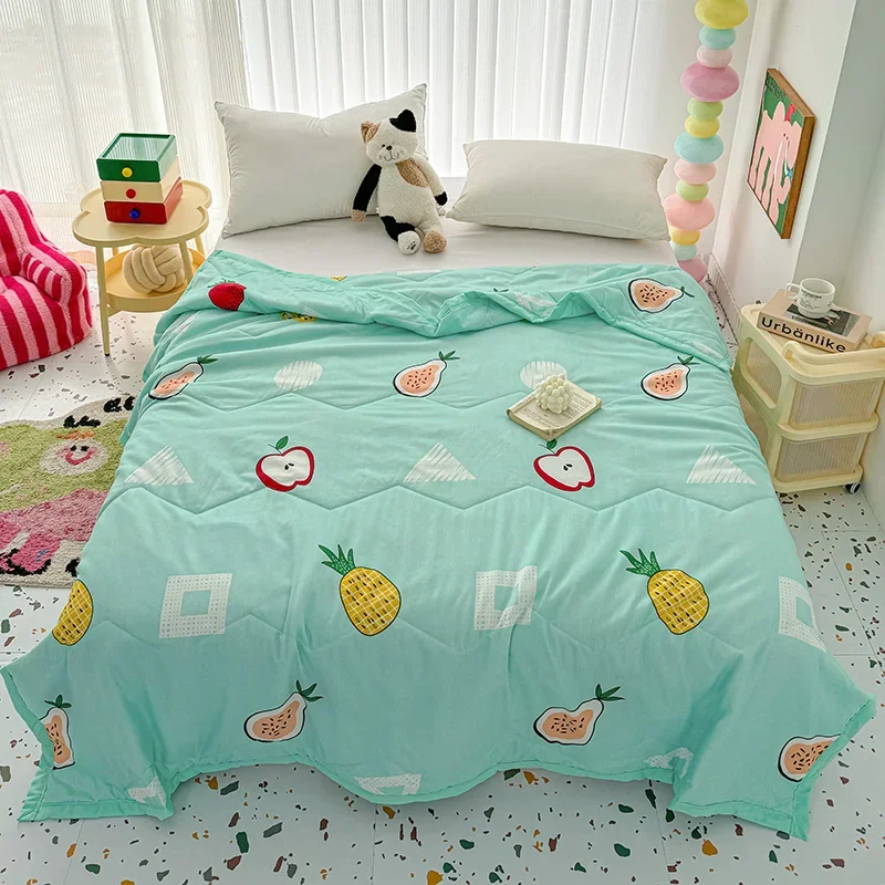 Pineapple Fruits Printed Summer Quilts Air Conditioner Cool Thin Quilt Washed Comfortable Home Textile Bedding Comforters Duvets