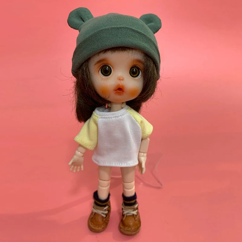 Handmade Ob11 Doll Clothes Cute Bjd Dolls Bear Ears Hats Mini Doll Accessories For GSC YMY Molly Body9 1/12 Doll