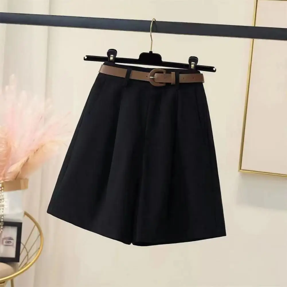 

A-line Shorts Women High-waisted Shorts Stylish Knee-length Cargo Shorts for Women High-waisted Loose-fit A-line for Office