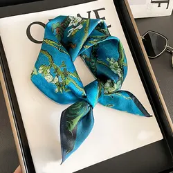 100% Silk Scarf Women elegant Luxury High Quality Headband Square Foulard Female Neckerchief Shawl Wraps Hijab Bandana Scarves