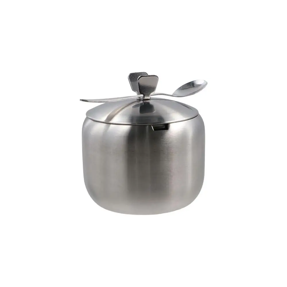 

Useful Stainless Steel Sugar Bowl Gold Silver Large Capacity Storage Jar Durable with Spoon Lid Seasoning Pot Restaurant