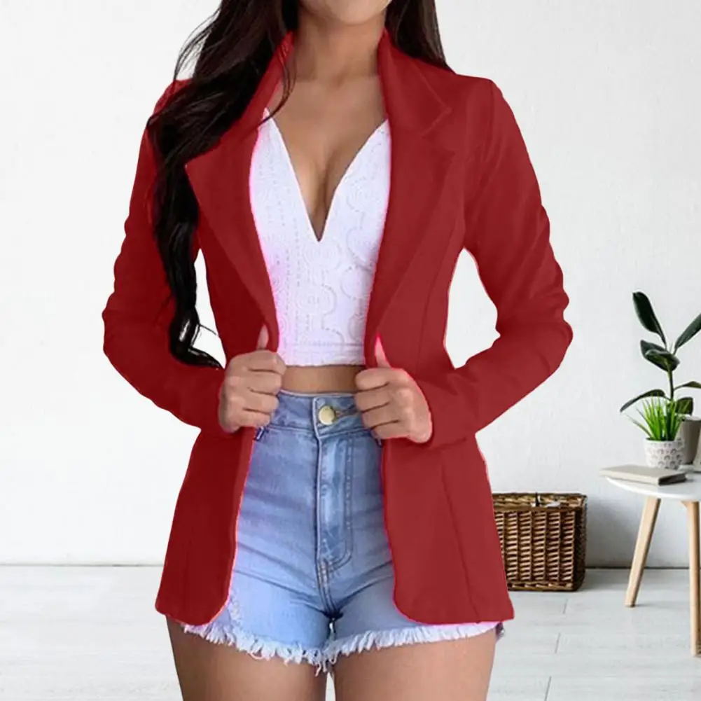 Abrigo de traje de un solo botón para mujer, chaqueta elegante de solapa, ajuste Delgado, ropa de negocios, versátil, Color sólido