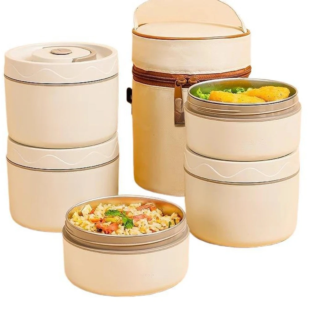 

3Pcs Insulated 304 Stainless Steel Food Grade Box Set With Insulation Bag 3 Individually Stackable Lunch Boxes