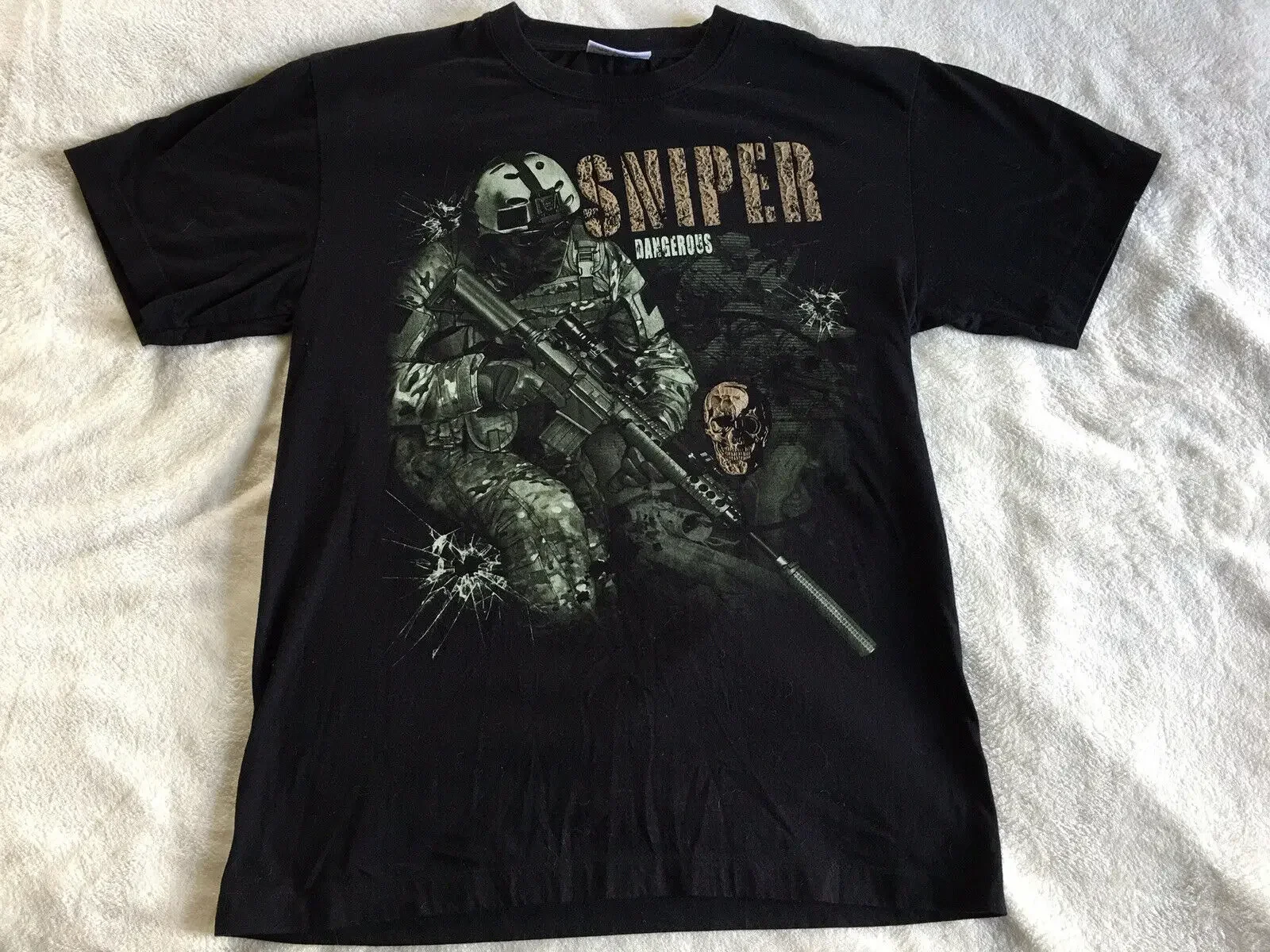 Unique Military Style Soldiers Illustration Sniper T-Shirt 100% Cotton O-Neck Short Sleeve Summer Casual Mens T-shirt Streetwear