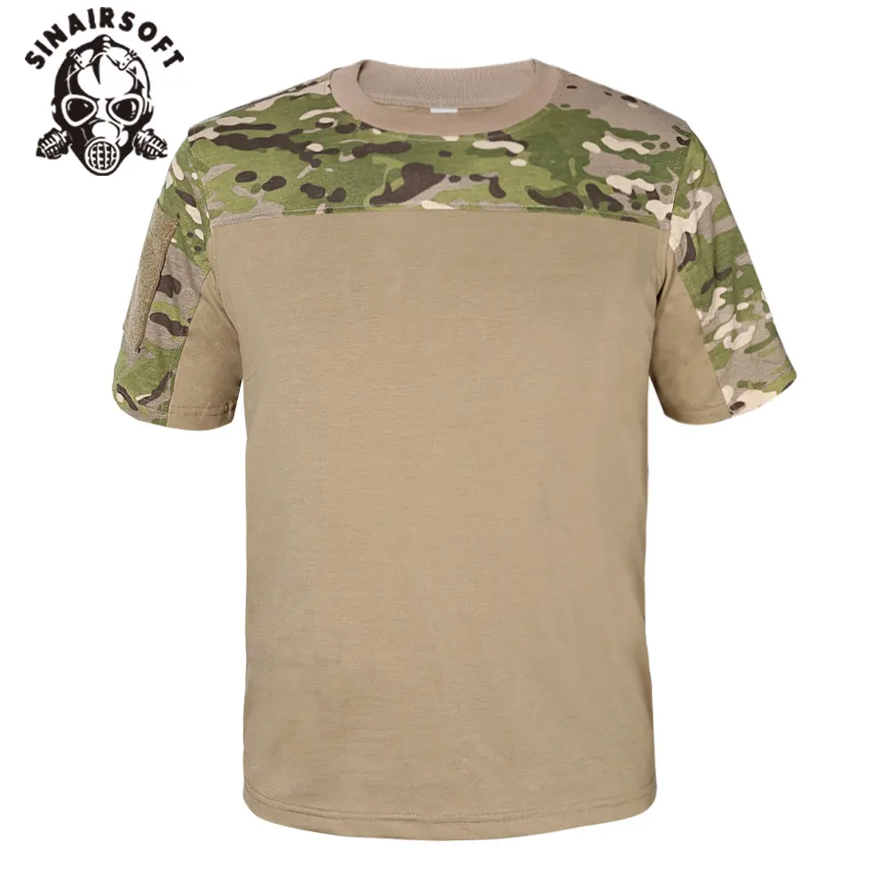 

Tactics Men Round Neck Shirt Short Sleeve Camouflage Cotton Breathable T-Shirt Sports Hiking Summer Quick Drying Slim Tees