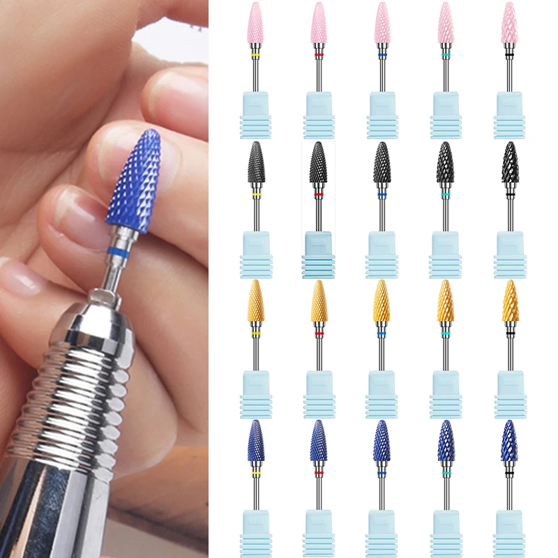 Keramik Fräser Flamme Hartmetall Nagel Bohrer Bits Rosa Gel Entferner Elektrische Maschine Bohrer Polieren Peeling Nägel Kunst Werkzeuge – Detail 3