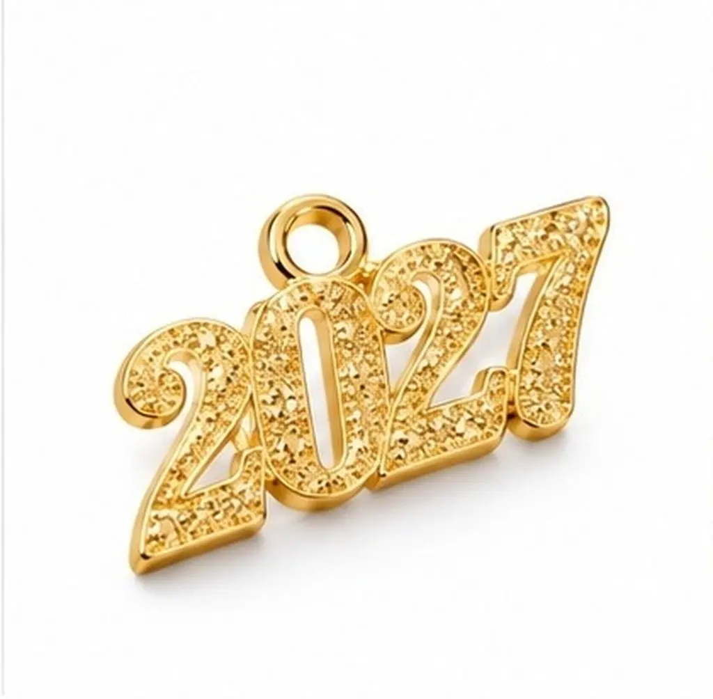 100Pcs 2027 Year Charms Elegant Gold Plated Number Pendants for Jewelry Making Supplies DIY Craft Necklace Bracelet Keychain