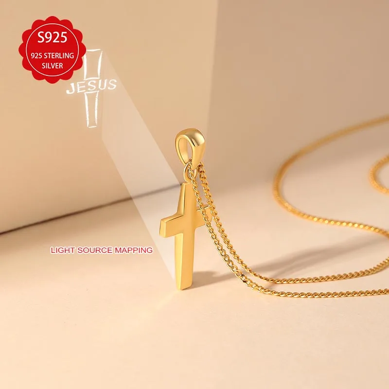 

S925 Серебряный крест Иисуса проекционное ожерелье для мужчин и женщин цепочка веры источник света проекционный дизайн