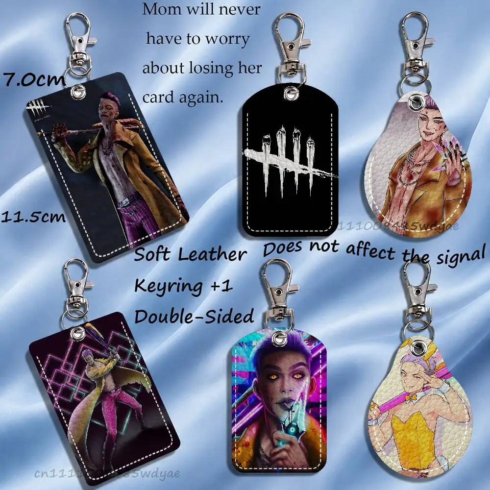 Dead by Daylight Trickster Rectangle ID Card Case Keychain Access Card Bag Key Tag Ring Leather Card Holder Key Ring