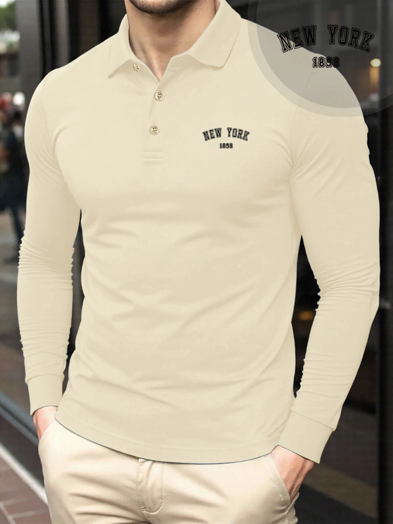 

Нью-Йорк 1848, рубашки поло с принтом, мужские осенние повседневные футболки, мужская универсальная спортивная одежда с отложным воротником, винтажная мягкая футболка с длинным рукавом