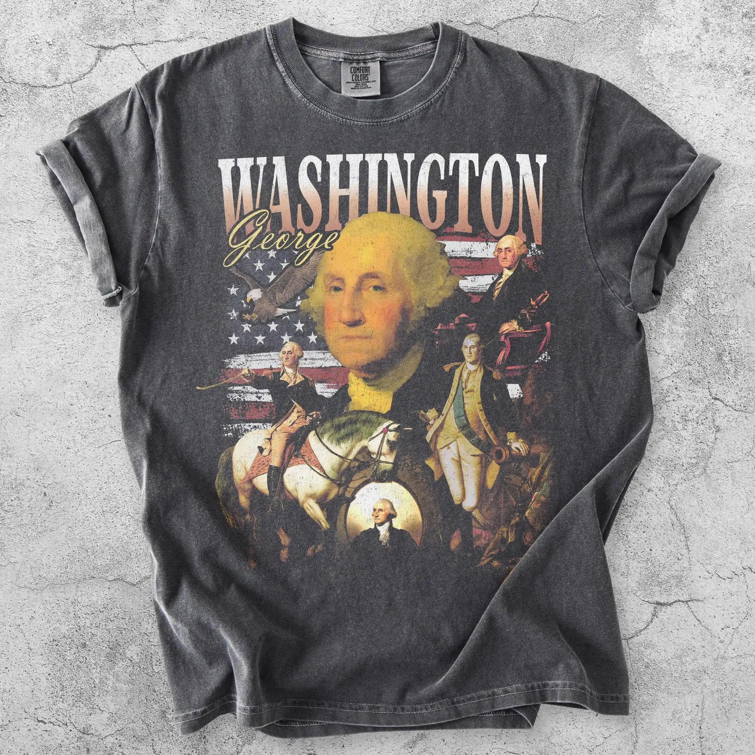 George Washington Vintage 90s T-Shirt, Presidential Portrait Tee, Patriotic History Shirt, Founding Father Graphic