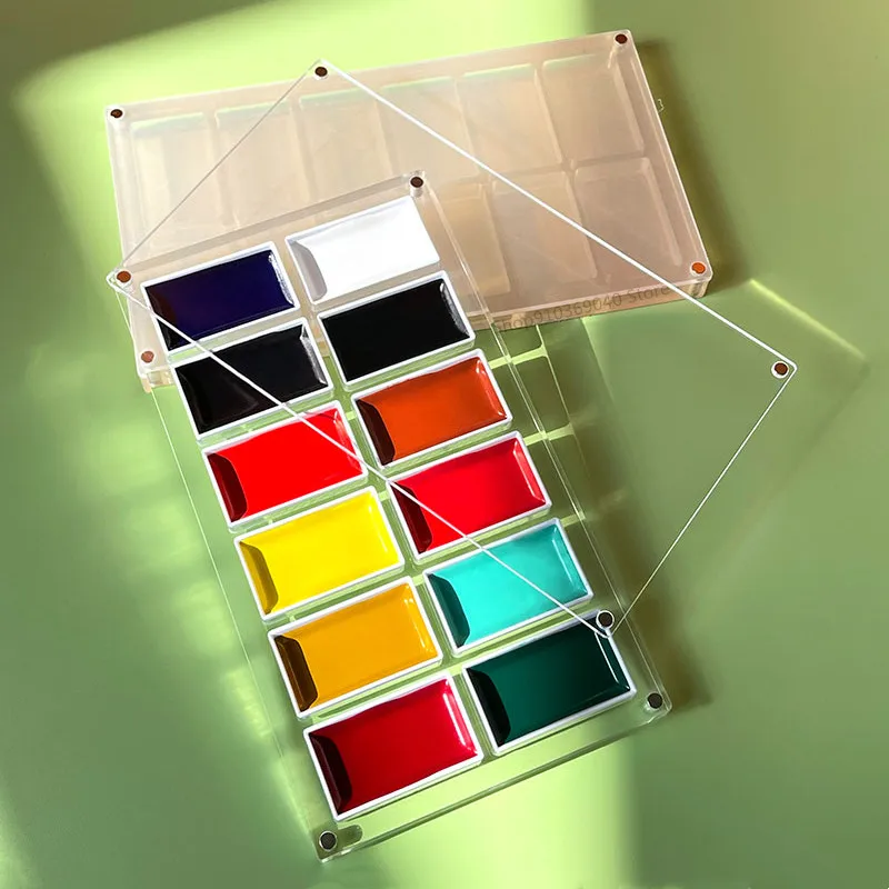 Empty Acrylic Watercolor Box Palette 24/36 Grid Portable Paint Tray Dust-proof Magnetic Transparent Box Art Supplies images - 6