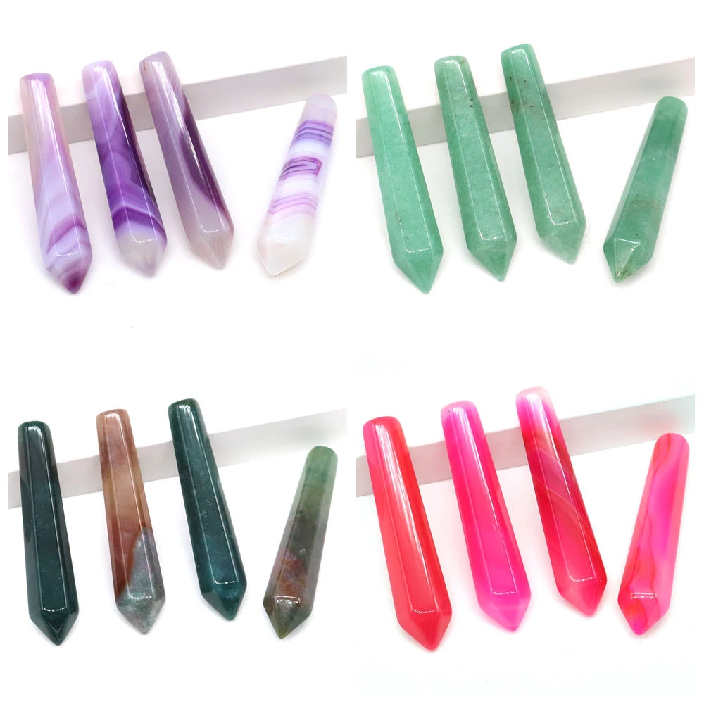 

50x10mm Hexagonal Prism Pointed Wand Natural Stone Healing Ore Mineral Crafts DIY Jewelry Necklace Wholesale Bulk Home Decor