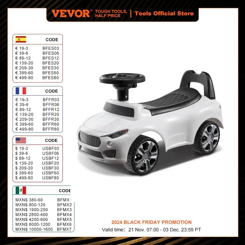 VEVOR Ride On Push Car Classic Kids Ride On Toy Car with Music Steering Wheel for Toddlers Boys Girls Ages 1-3