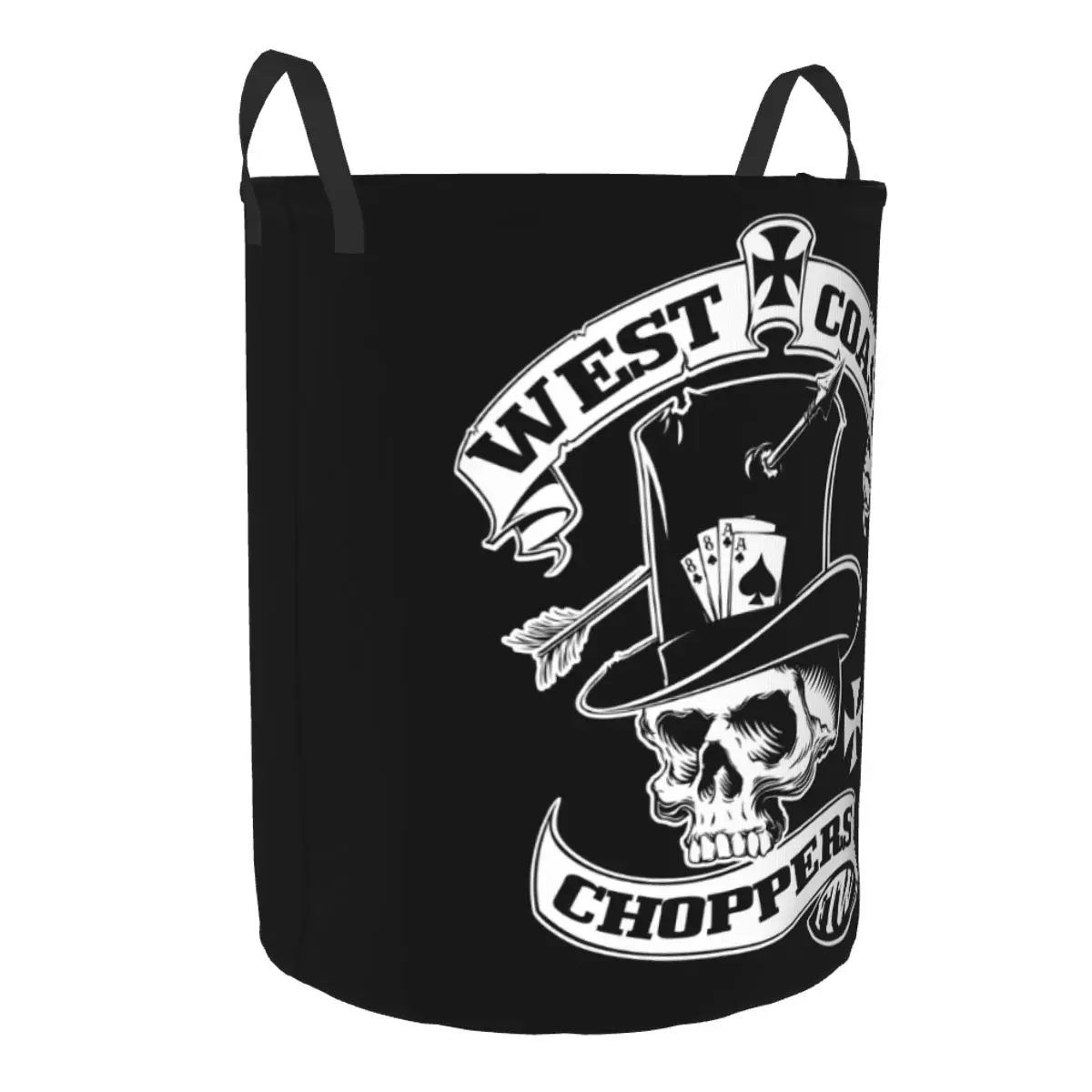 West Coast Iron Skull Chopper Cross Laundry Basket Foldable Clothes Hamper for Nursery Kids Toys Storage Bin