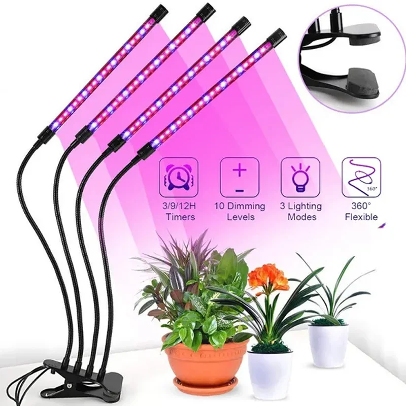 led grow light com espectro completo temporizado para plantas usb hidroponia de estufa sistema crescente dimmable flower clip phyto lamp tenda 01