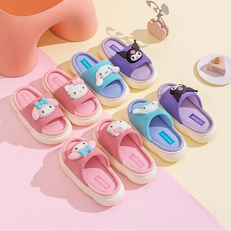 Sanrio Autumn Cute Cartoon Non-slip Children\'s Slippers Soft Sole Flip Flops Kids Girls Indoor Mule Warm Home Cotton Shoes