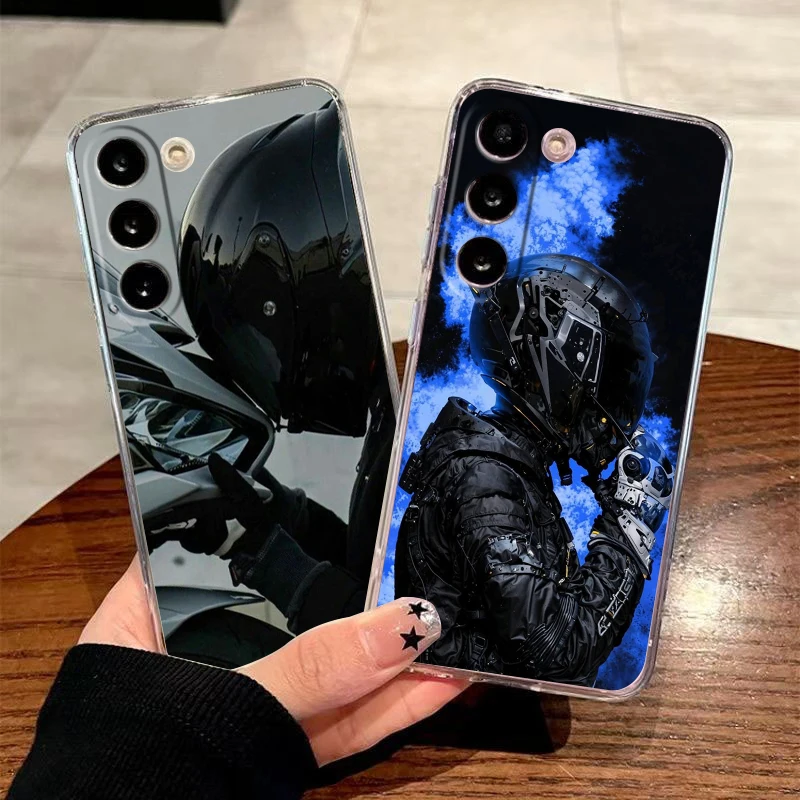 Motorcycle Rider Transparent Phone Case for Samsung Galaxy A16 A14 A12 A22 A24 A34 A36 A37 A42 A56 A57 A30 A40 Soft Cover Fundas