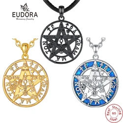 Eudora ciondolo pentagramma in argento Sterling 925 per uomo donna oro 18 carati opale Tetragrammaton amuleto collana strega gioielli Personalit