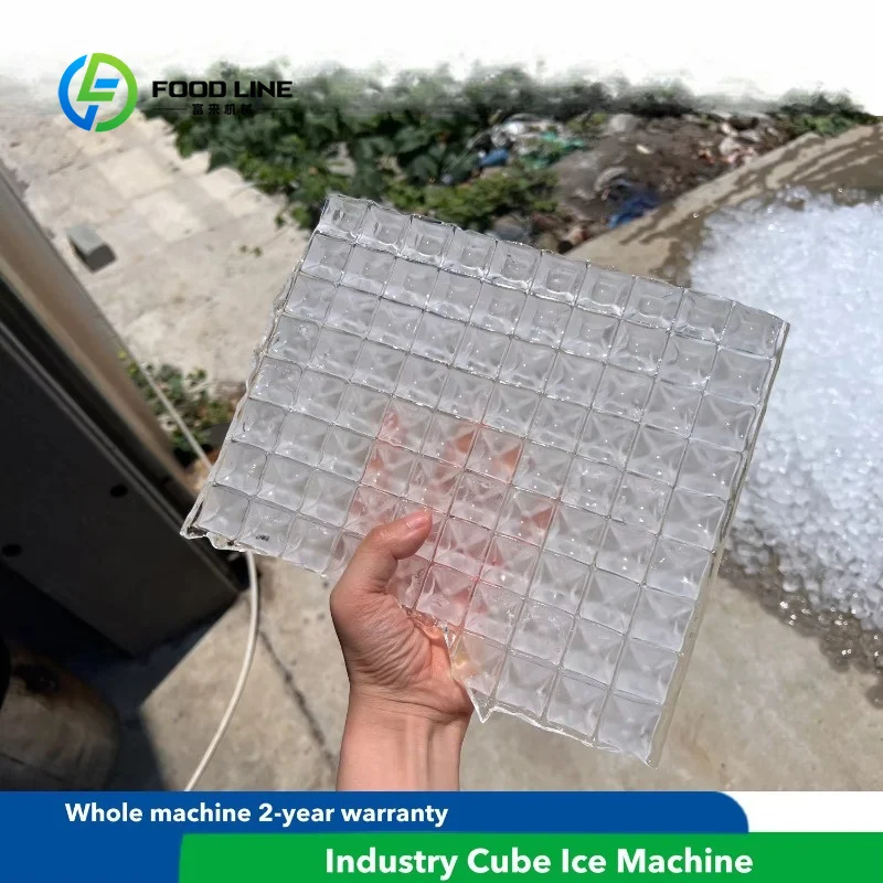 Customized cube ice machine ice cup maker industrial stainless steel 1 ton daily with compressor for edible ice production plant