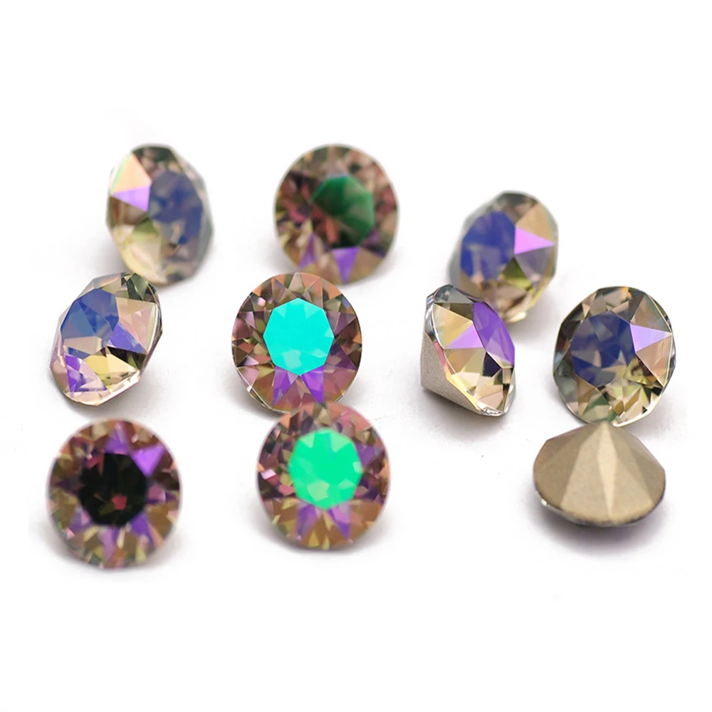 10PCS Super Bunte 5A Xirius Strass DIY Schmuck Machen Glas Perlen Pointback Runde Kleber Auf Nail art Zubehör Kristalle – Detail 22